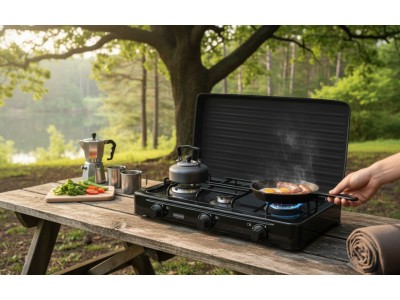 Plaque de Gaz 3 Feux Noir Laqué avec Couvercle Amovible 60 cm – KOC-300